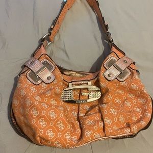 GUESS Y2K Vintage Shoulder Satchel Bag Silver Hardware Country